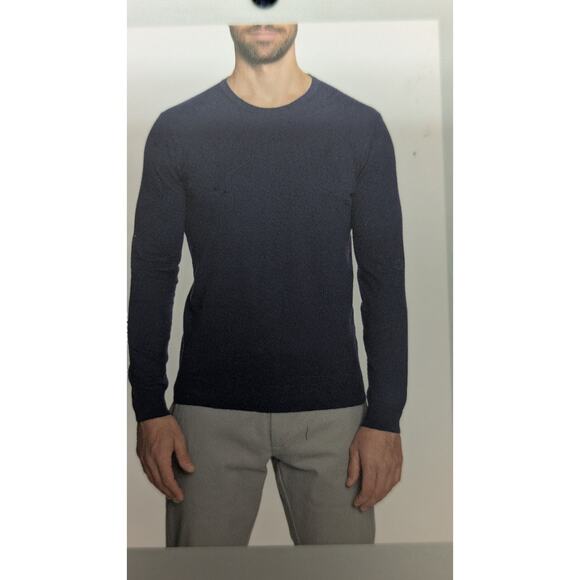 Hickey Freeman Mens Sz XL Pullover Blue Cotton Cashmere Crew Neck Sweater Preppy - Picture 1 of 6
